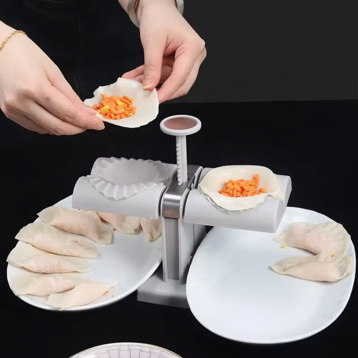 Double Head Manual Dumpling Maker – Quick Dumpling Press Mould Tool for Wrapping Two at a Time