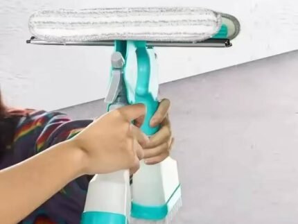Double-Sided 4-in-1 Multifunctional Window Cleaning Tool – Squeegee, Scraper, Scrubber & Spray Combo