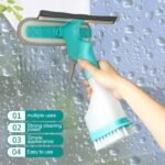 Double-Sided 4-in-1 Multifunctional Window Cleaning Tool – Squeegee, Scraper, Scrubber & Spray Combo