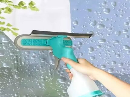 Double-Sided 4-in-1 Multifunctional Window Cleaning Tool – Squeegee, Scraper, Scrubber & Spray Combo
