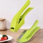 Dual-Function Garlic Press & Slicer – Stainless Steel Kitchen Tool for Garlic Puree, Slices & Mashing