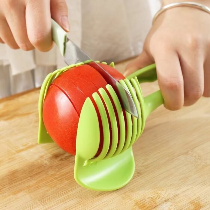 Ergonomic Plastic Tomato & Fruit Slicer Clip – Safe and Effortless Slicing Tool