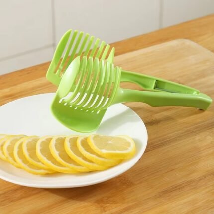 Ergonomic Plastic Tomato & Fruit Slicer Clip – Safe and Effortless Slicing Tool