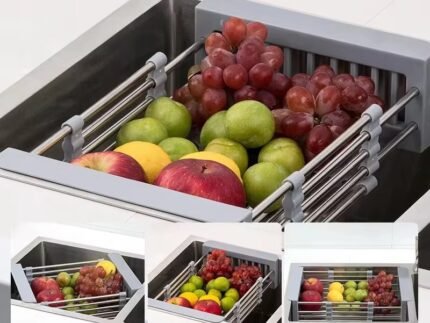 Expandable Kitchen Sink Dish Drying Rack – Metal Drying Basket for Plates, Cups & Utensils