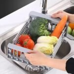 Expandable Kitchen Sink Dish Drying Rack – Metal Drying Basket for Plates, Cups & Utensils