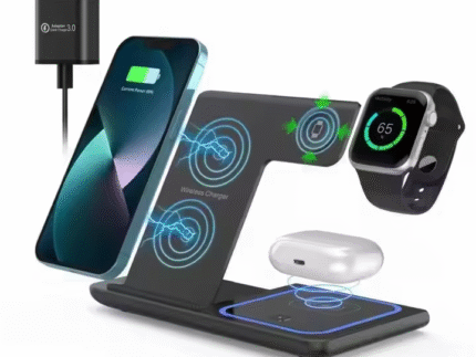 Foldable Fast Wireless Charging Station – 15W Multi-Device Charger for iPhone, Samsung, Watch & Earbuds