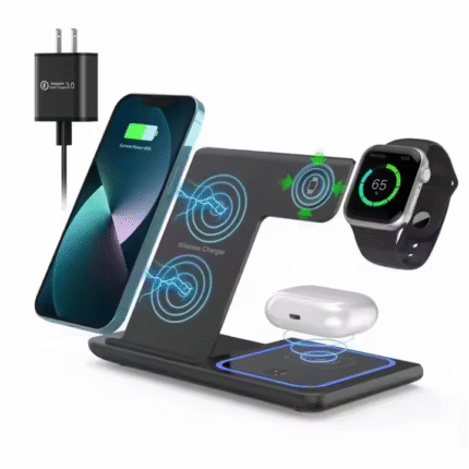 Foldable Fast Wireless Charging Station – 15W Multi-Device Charger for iPhone, Samsung, Watch & Earbuds