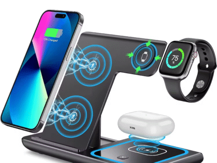 Foldable Fast Wireless Charging Station – 15W Multi-Device Charger for iPhone, Samsung, Watch & Earbuds