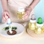Glass Oil Dispenser Bottle with Integrated Silicone Brush & Leak-Proof Lid – Thickened Glass Kitchen Oil Bottle