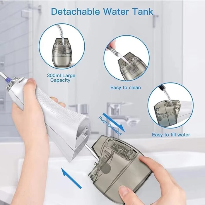 H2ofloss HF-6 Cordless Water Flosser – 5 Pressure Modes • 6 Jet Tips • 300 ml Tank