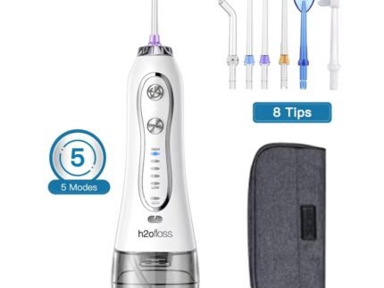 H2ofloss HF-6 Cordless Water Flosser – 5 Pressure Modes • 6 Jet Tips • 300 ml Tank
