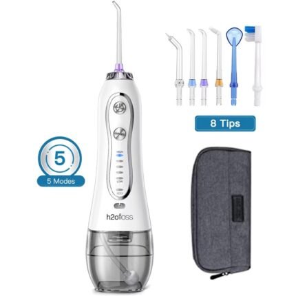 H2ofloss HF-6 Cordless Water Flosser – 5 Pressure Modes • 6 Jet Tips • 300 ml Tank