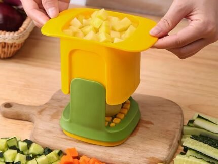 Hand-Press Vegetable & Fruit Cutter – Stainless Steel Blade ABS Body for Effortless Chips & Slices