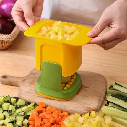 Hand-Press Vegetable & Fruit Cutter – Stainless Steel Blade ABS Body for Effortless Chips & Slices