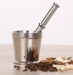 Heavy-Duty Silver Mortar & Pestle Set – Antique Aluminum Grinder for Spices, Herbs & Garlic