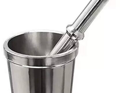 Heavy-Duty Silver Mortar & Pestle Set – Antique Aluminum Grinder for Spices, Herbs & Garlic