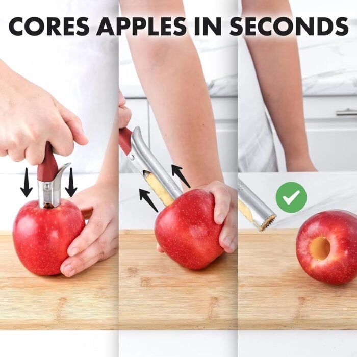 Heavy-Duty Stainless Apple Coring Tool – Ergonomic Fruit Corer for Baking, Snacking & Food Prep