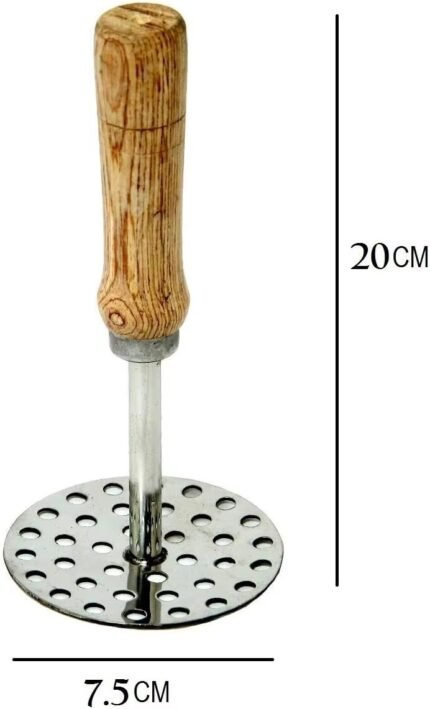 Heavy-Duty Stainless Steel Potato Masher with Non-Slip Wooden Handle – Fruit & Vegetable Masher Kitchen Tool