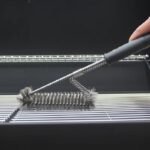 Heavy-Duty Stainless Steel Reusable BBQ Grill Brush with Built-In Scraper & Plastic Grip