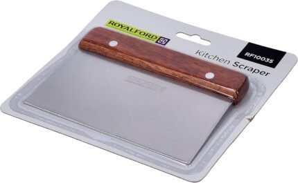 Heavy-Duty Wood-Handled Stainless Steel Kitchen Scraper – Multi-Function Dough & Pastry Tool