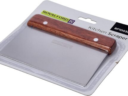 Heavy-Duty Wood-Handled Stainless Steel Kitchen Scraper – Multi-Function Dough & Pastry Tool