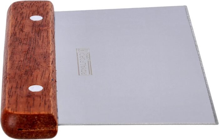 Heavy-Duty Wood-Handled Stainless Steel Kitchen Scraper – Multi-Function Dough & Pastry Tool