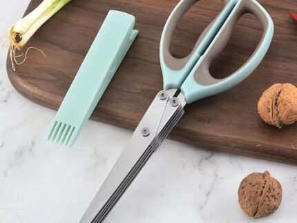 High-Quality Multi-Functional 5-Blade Herb Scissors – Stainless Steel Shredded Food Cutter for Chives, Coriander & Leafy Greens