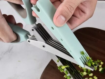 High-Quality Multi-Functional 5-Blade Herb Scissors – Stainless Steel Shredded Food Cutter for Chives, Coriander & Leafy Greens