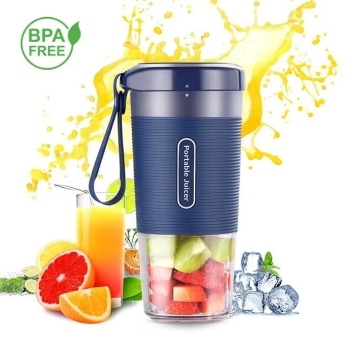 High-Speed Portable Electric Juicer Blender – 6-Blade USB Rechargeable Smoothie Maker for Home, Travel & Gym