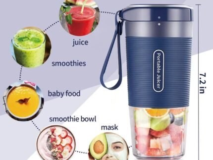 High-Speed Portable Electric Juicer Blender – 6-Blade USB Rechargeable Smoothie Maker for Home, Travel & Gym