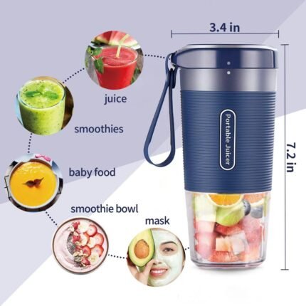 High-Speed Portable Electric Juicer Blender – 6-Blade USB Rechargeable Smoothie Maker for Home, Travel & Gym
