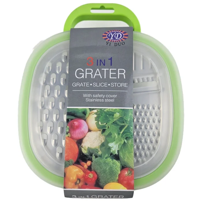 Kitchen 3-in-1 Plastic Food Grater – Cheese, Carrot & Potato Slicer with French Fry Cutter