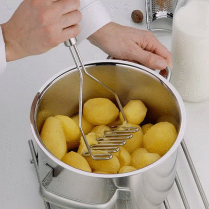 Kitchen Stainless Steel Manual Potato Masher – Wave-Shaped Kitchen Crusher for Smooth Mashed Potatoes & Vegetable Prep