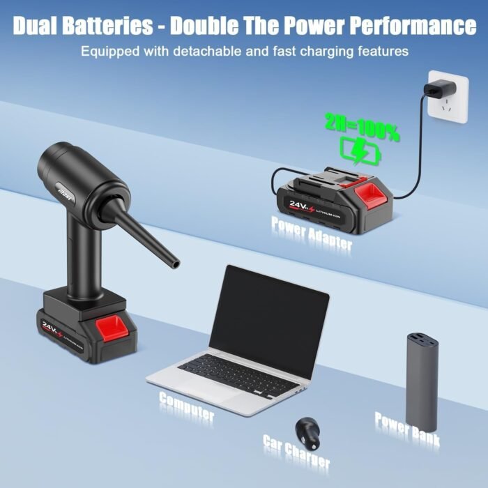 Lightweight Wireless 24V Hand Vacuum & Air Blower – Clean Car, Home & Pet Hair