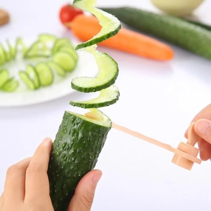 Manual Spiral Vegetable Cutter – Potato, Cucumber, Carrot Twister Slicer Spiralizer for Kitchen Salads & Garnishing