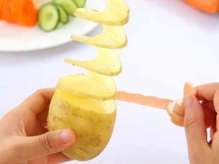 Manual Spiral Vegetable Cutter – Potato, Cucumber, Carrot Twister Slicer Spiralizer for Kitchen Salads & Garnishing