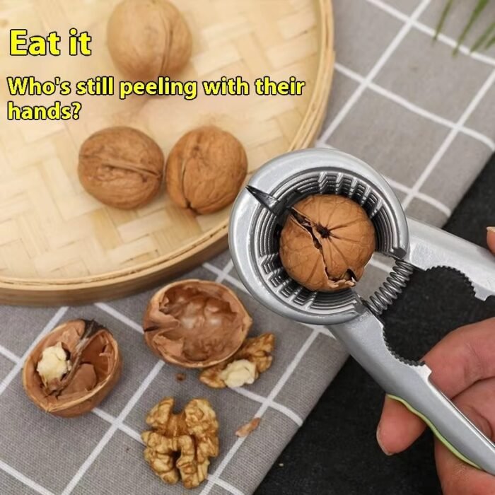 Multifunctional Kitchen Nutcracker Clamp Tool – Heavy-Duty Steel Nut Opener with Wooden Handle for Almond, Walnut, Pecan & Hazelnut