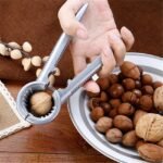 Multifunctional Kitchen Nutcracker Clamp Tool – Heavy-Duty Steel Nut Opener with Wooden Handle for Almond, Walnut, Pecan & Hazelnut