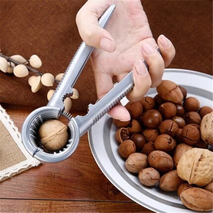 Multifunctional Kitchen Nutcracker Clamp Tool – Heavy-Duty Steel Nut Opener with Wooden Handle for Almond, Walnut, Pecan & Hazelnut