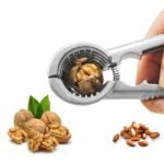 Multifunctional Kitchen Nutcracker Clamp Tool – Heavy-Duty Steel Nut Opener with Wooden Handle for Almond, Walnut, Pecan & Hazelnut