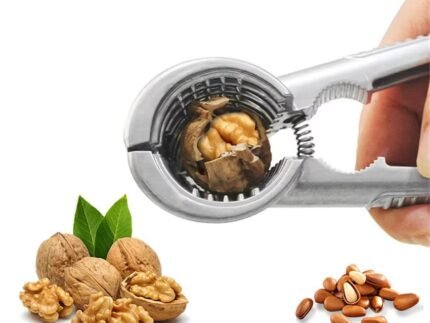 Multifunctional Kitchen Nutcracker Clamp Tool – Heavy-Duty Steel Nut Opener with Wooden Handle for Almond, Walnut, Pecan & Hazelnut