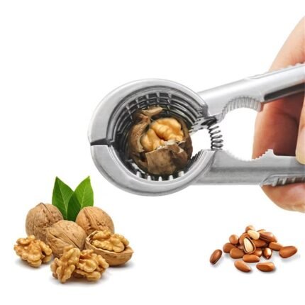 Multifunctional Kitchen Nutcracker Clamp Tool – Heavy-Duty Steel Nut Opener with Wooden Handle for Almond, Walnut, Pecan & Hazelnut