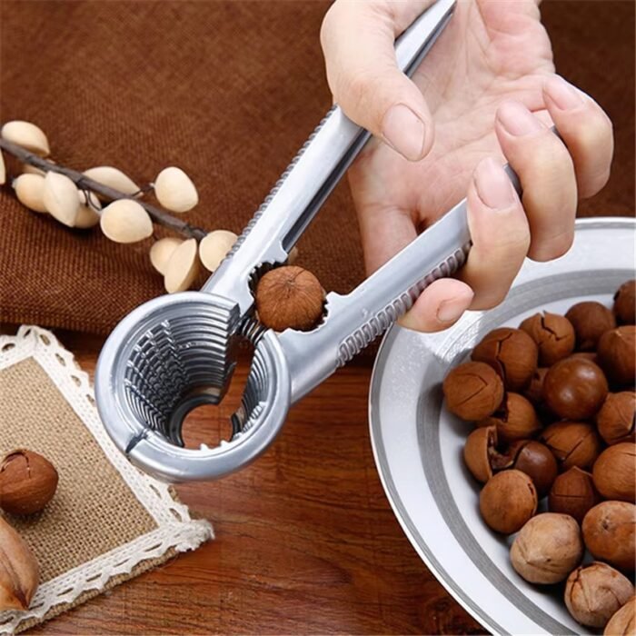 Multifunctional Kitchen Nutcracker Clamp Tool – Heavy-Duty Steel Nut Opener with Wooden Handle for Almond, Walnut, Pecan & Hazelnut