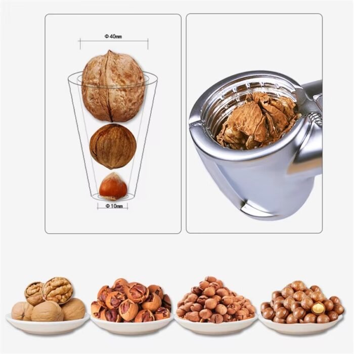 Multifunctional Kitchen Nutcracker Clamp Tool – Heavy-Duty Steel Nut Opener with Wooden Handle for Almond, Walnut, Pecan & Hazelnut