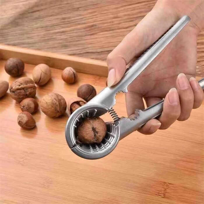 Multifunctional Kitchen Nutcracker Clamp Tool – Heavy-Duty Steel Nut Opener with Wooden Handle for Almond, Walnut, Pecan & Hazelnut