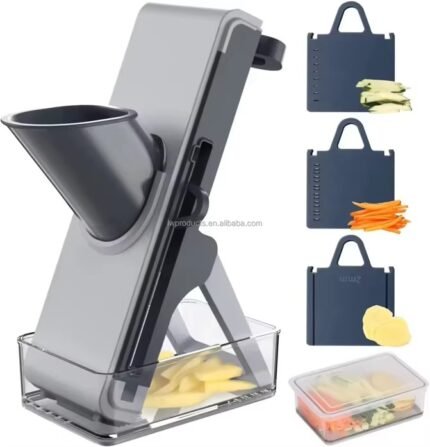 Manual Multi-Function Vegetable Chopper & Salad Slicer with Stainless Steel Blades – Hand Shredding Food Cutter