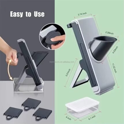 Manual Multi-Function Vegetable Chopper & Salad Slicer with Stainless Steel Blades – Hand Shredding Food Cutter