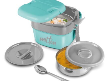 Milton Cubic 800ml Aqua Green Stainless Steel Lunch Box – Compact & Leak-Proof Food Container for Office, School, and Travel
