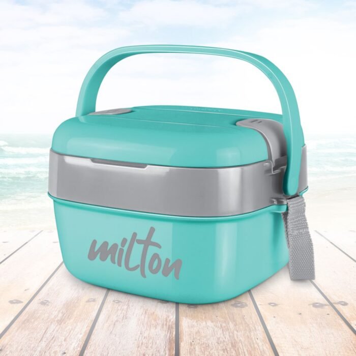 Milton Cubic 800ml Aqua Green Stainless Steel Lunch Box – Compact & Leak-Proof Food Container for Office, School, and Travel