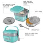 Milton Cubic 800ml Aqua Green Stainless Steel Lunch Box – Compact & Leak-Proof Food Container for Office, School, and Travel